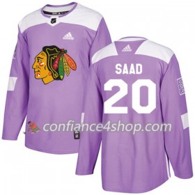 Adidas Maillot de Hockey Chicago Blackhawks Brandon Saad 20 2017-2018 Violet Fights Cancer Practice Authentic - Homme